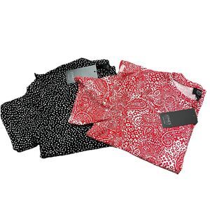 Lot Of 2 NWT Jones New York Women Tops Size M Cotton Turkish Paisley Polka Dot